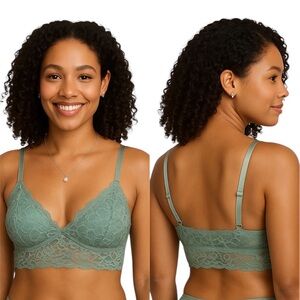 Body Frosting Sexy Lace Sage Green Padded Bralet Size: Small
